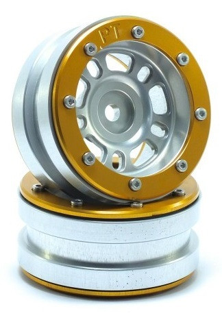 Metsafil Beadlock Wheels PT-Distractor Silver/Gold 1.9 (2 pcs) (MT0040SGO)