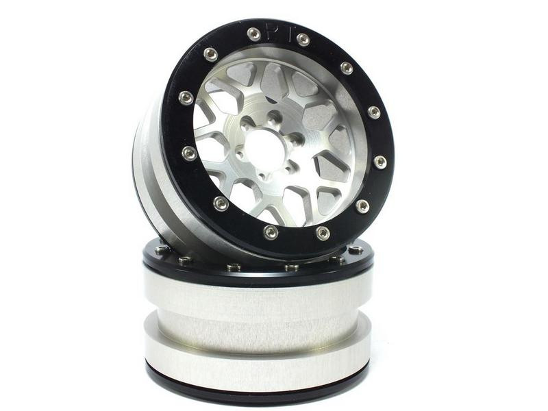 Metsafil Beadlock Wheels PT-MESH silver/black 2.2 (2) w/o Hub (MT2210SB)