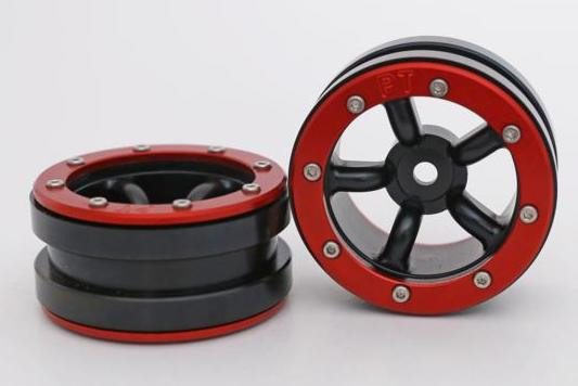 Metsafil Beadlock Wheels PT-Safari Black/Red 1.9 (2 pcs)Â  (MT0010BRÂ )