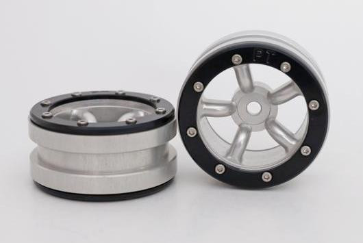 Metsafil Beadlock Wheels PT-Safari Silver/Black 1.9 (2 pcs)Â  (MT0010SBÂ )