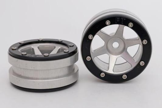 Metsafil Beadlock Wheels PT-Slingshot Silver/Black 1.9 (2 pcs)Â  (MT0030SBÂ )