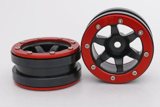 Metsafil Beadlock Wheels PT-Wave Black/Red 1.9 (2 pcs)Â  (MT0070BRÂ )