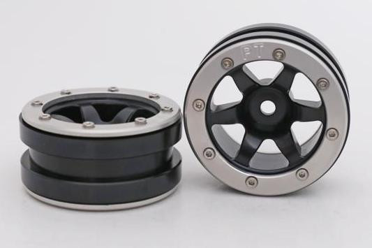 Metsafil Beadlock Wheels PT-Wave Black/Silver 1.9 (2 pcs)Â  (MT0070BSÂ )