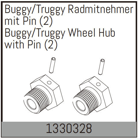 Absima Buggy/Truggy Wheel Hub With Pin (2) ( AB 1330328)