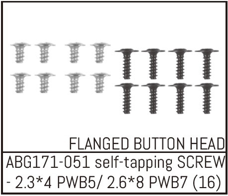 Absima Button Head Screw M2.3*4 (8) / M2.6*8 (8) ( AB G171-051)