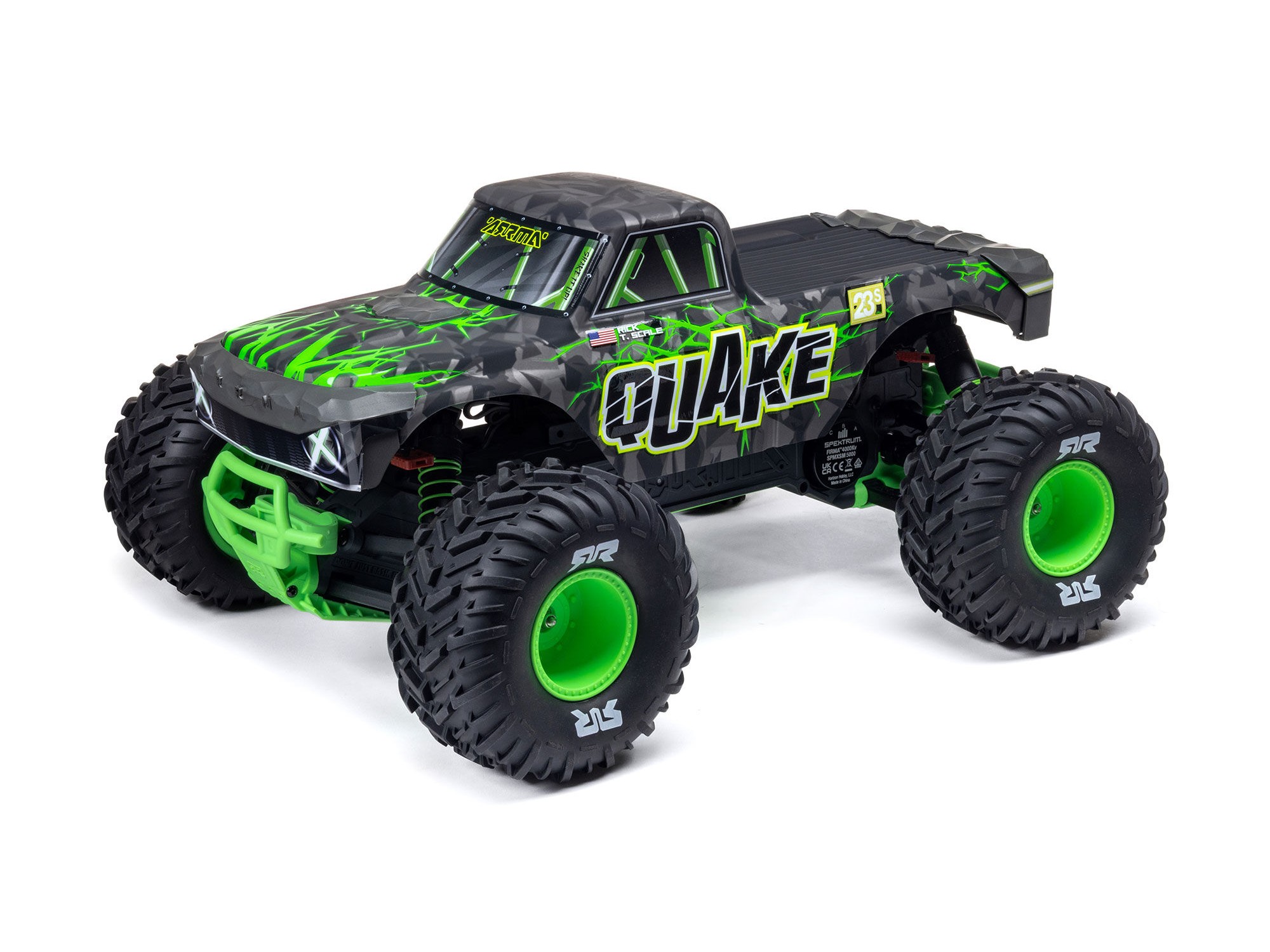 Arrma 1/10 QUAKE 223S DSC 2WD RTR Brushless Monster Truck, Green (C-ARA3537T2)
