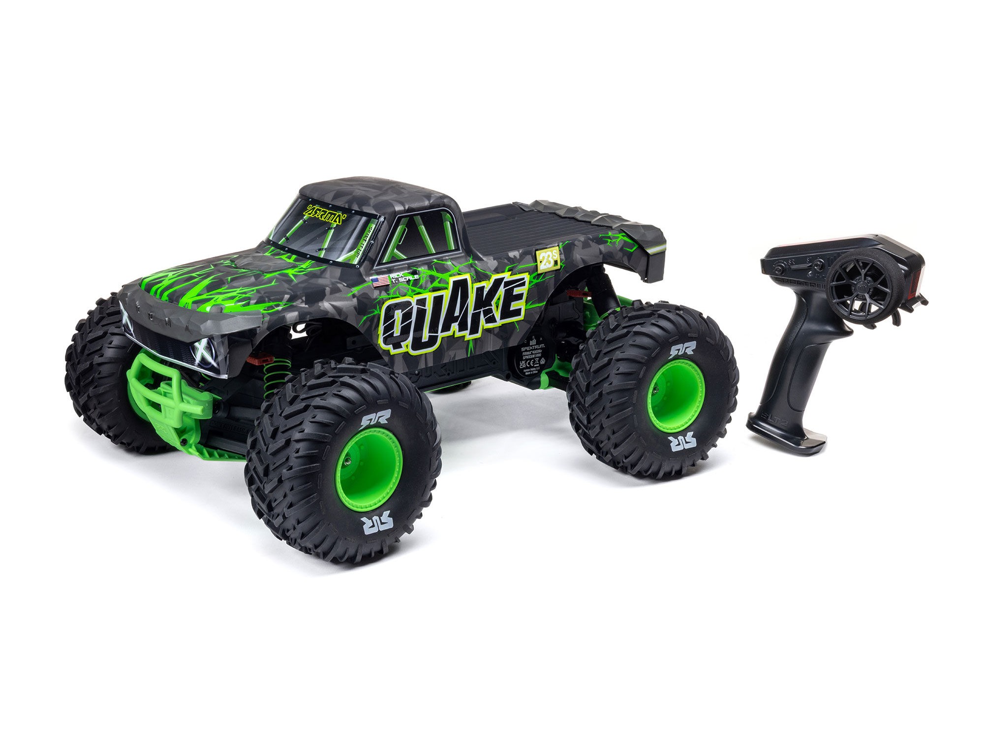 Arrma 1/10 QUAKE 223S DSC 2WD RTR Brushless Monster Truck, Green (C-ARA3537T2)