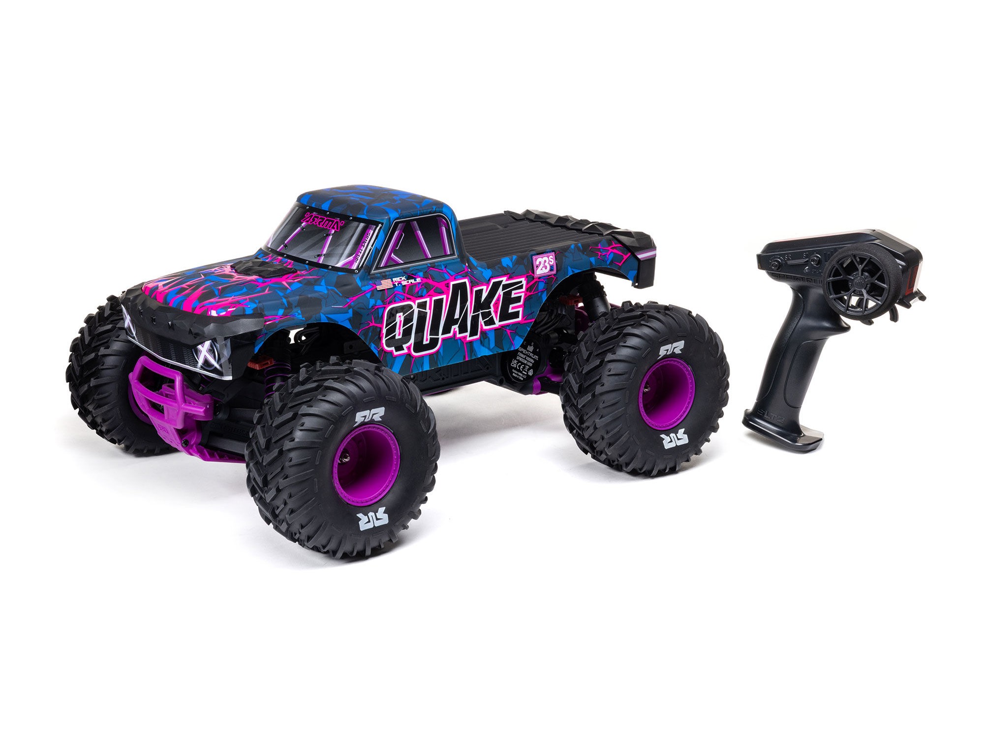 Arrma 1/10 QUAKE 223S DSC 2WD RTR Brushless Monster Truck, Purple (C-ARA3537T3)