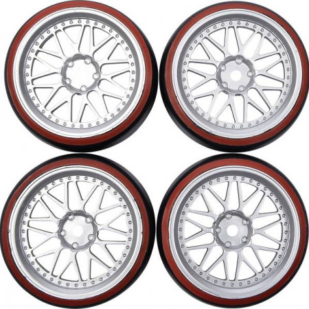 Carson 1:10 Wheel Set Drift - Silver/Red (4)