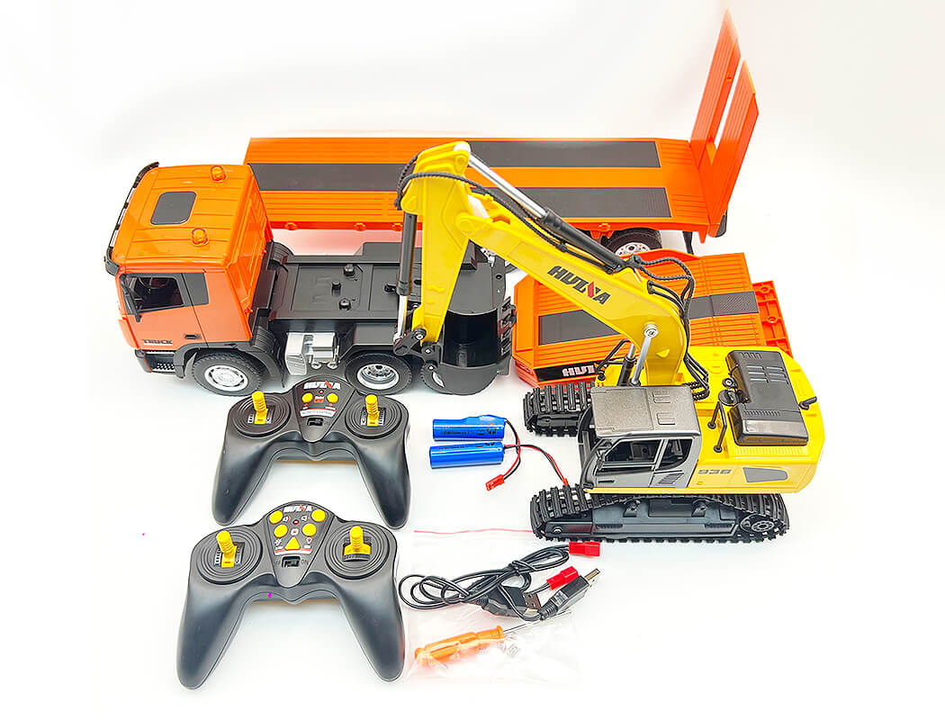 Huina 9CH RC Platform Trailer & 6CH Excavator 2.4G Set (CY1319)