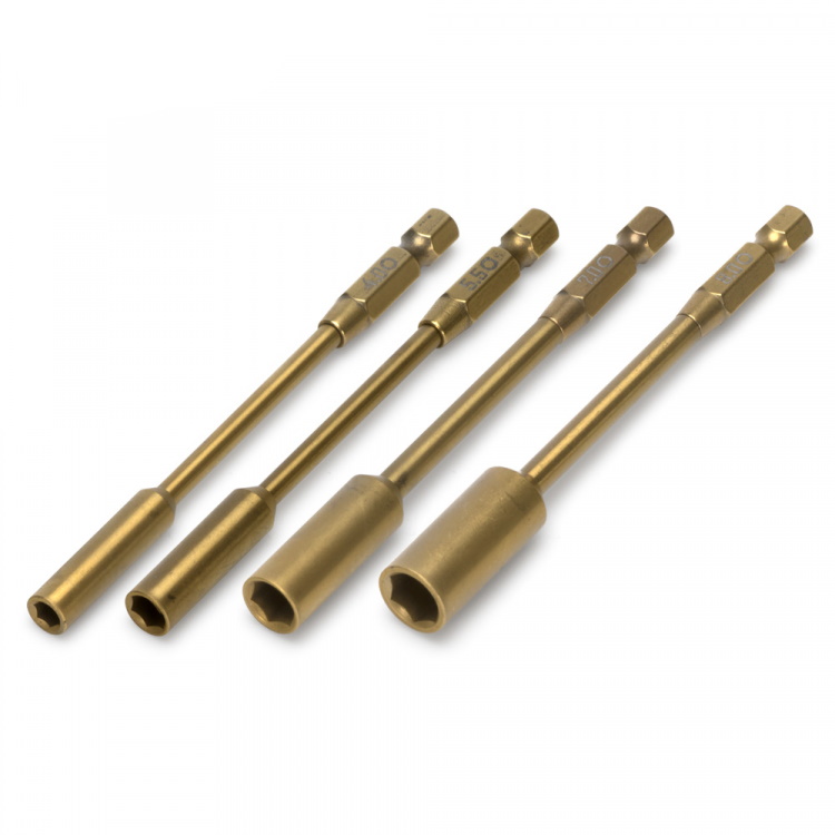 SC Models Titanium Coated Power Nut Driver Tips 4.0, 5.5, 7.0, 8.0mm (SCDTT01005)