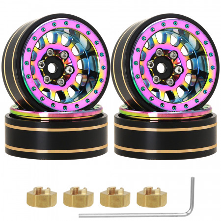 SC Models 1.1&quot; Brass Beadlock Wheels (4) Fits SCX24 - Dazzling Purple (SCDTW42026)