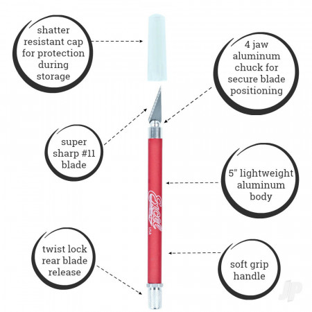 Excel K18 Grip-On Knife with Safety Cap (#11 Blade), Red (EXL16024)