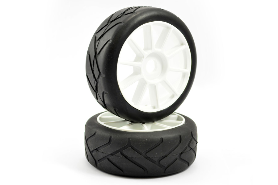 Fastrax 1:8th Premounted Slick Tyres &#039;Grid Iron/10 Spoke&#039; (FAST0013)