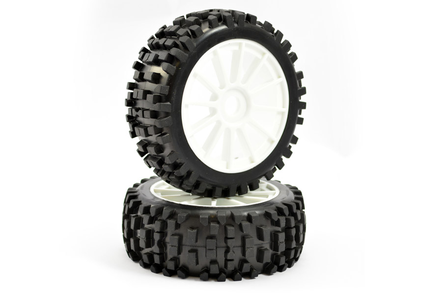 Fastrax 1:8th Premounted Buggy Tyres &#039;Rock-Block/12 Spoke&#039; (FAST0026)