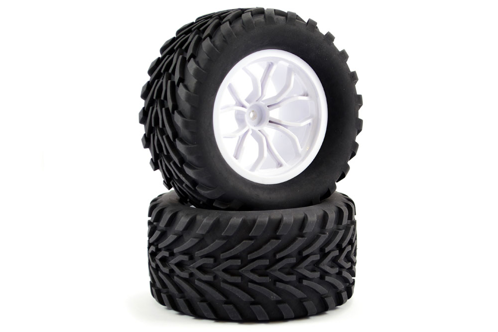 Fastrax 1:10 Mega V Truck Tyre 12 Spoke White Wheel 12mm Hex (Pr) (FAST0067W)