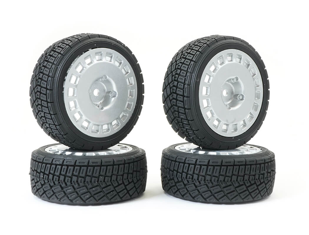 Fastrax 1:0th Rally Angle Tyre/Wheel Set Silver (4) (FAST0071S)