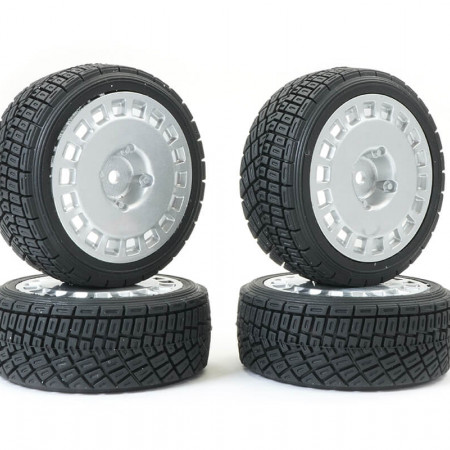 Fastrax 1:0th Rally Angle Tyre/Wheel Set Silver (4) (FAST0071S)