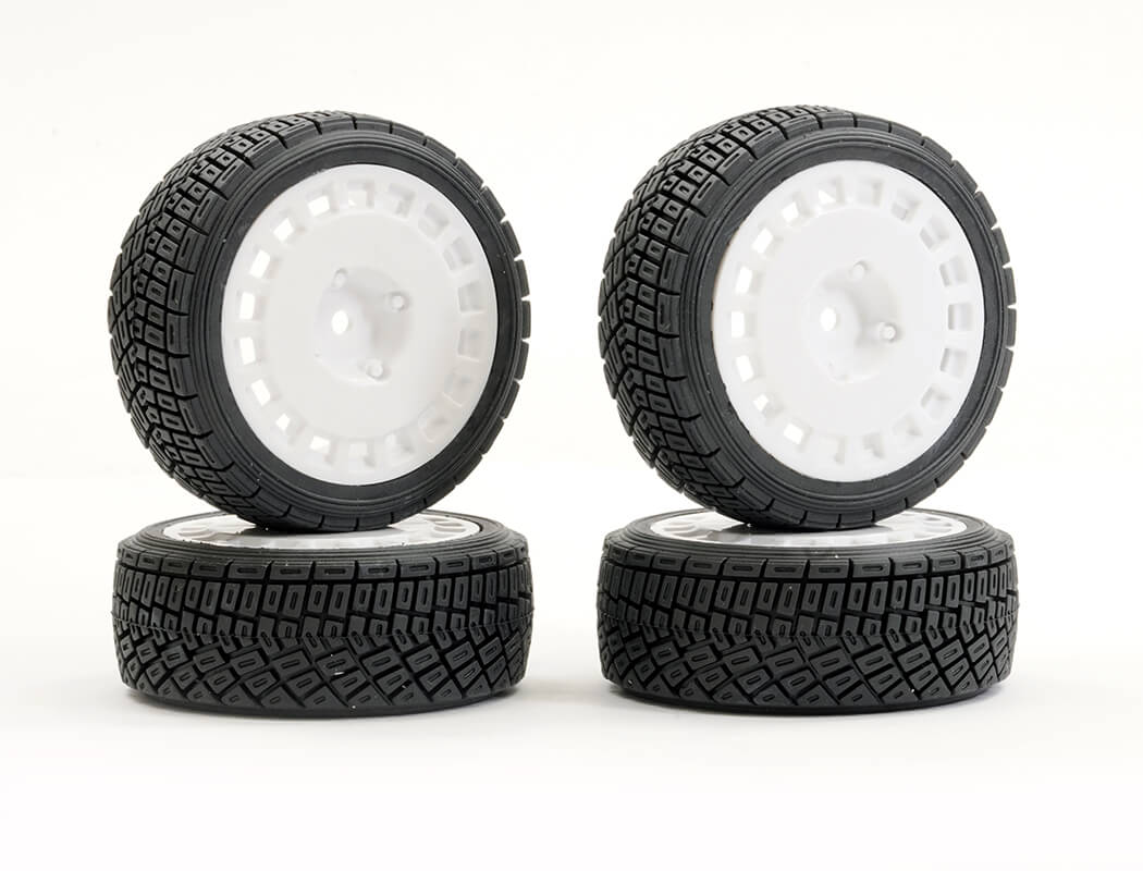 Fastrax 1:0th Rally Angle Tyre/Wheel Set White (4) (FAST0071W)