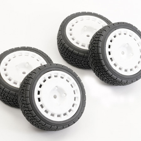 Fastrax 1:0th Rally Angle Tyre/Wheel Set White (4) (FAST0071W)