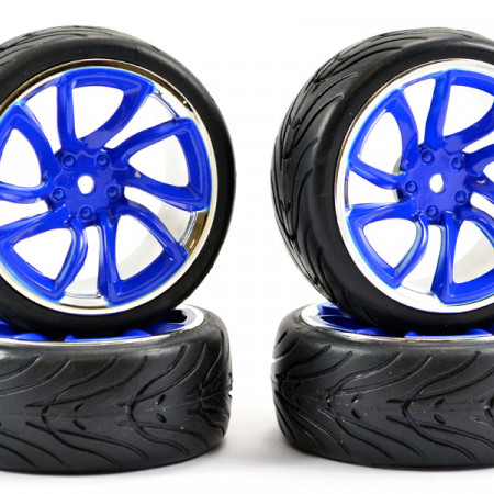 Fastrax 1:10 Street/Thread Tyre TRI-5 Blue/Chrome Wheel (FAST0088BLC)