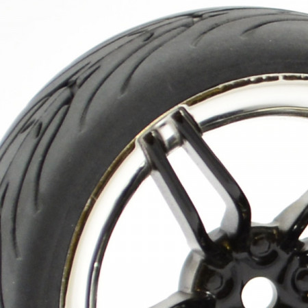 Fastrax 1:10 Street Wheel / Thread Tyres 10-Spoke Black/Chrome (FAST0096BC)