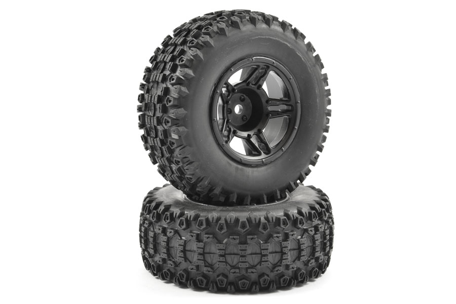 Fastrax 1:10 SC Rock Block Mounted 5 Spoke Black (Pr) (FAST1116B)