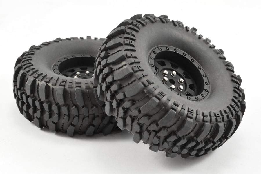 Fastrax 1:10 Crawler Rocko 1.9 Mounted Scale Wheel Black (Pr) (FAST1255B)