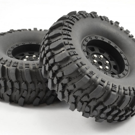 Fastrax 1:10 Crawler Rocko 1.9 Mounted Scale Wheel Black (Pr) (FAST1255B)