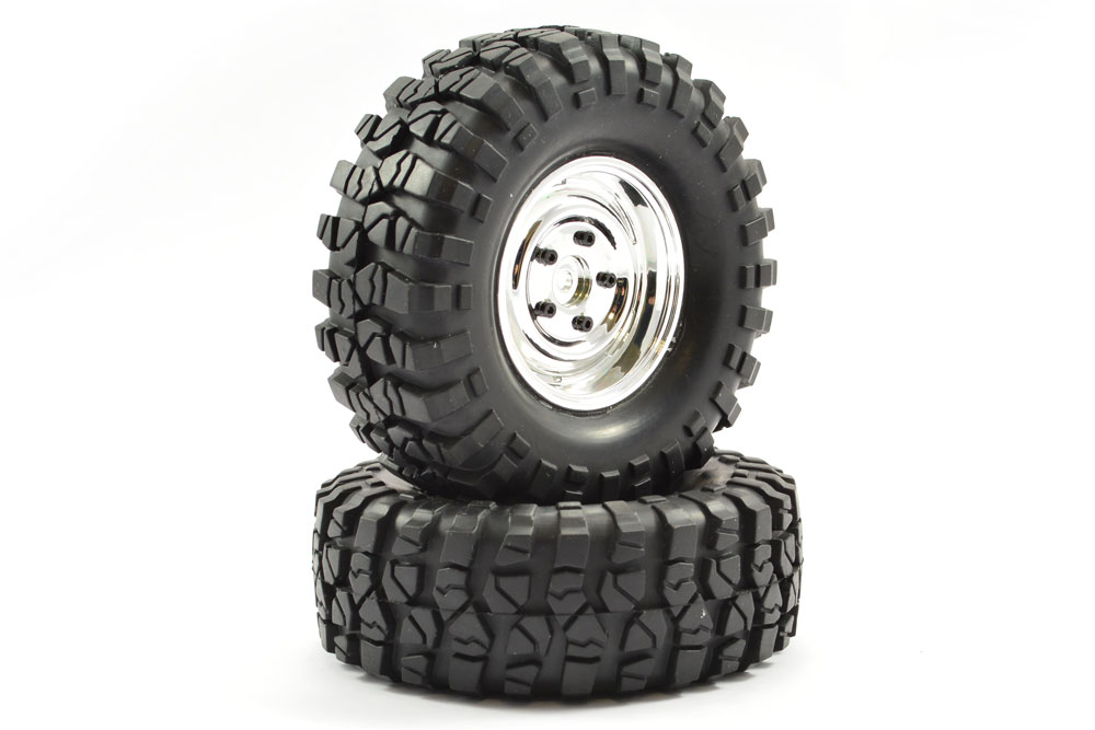 Fastrax 1:10 Crawler Sawblock 1:9 Scale Steel Wheel 108mm Chrome (FAST1266C)