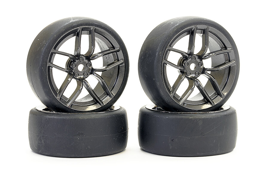 Fastrax 1:10 Drift D1 Tyre 3mm Off Set 10 Spoke Wheel Graphite (FAST1356G-D13)