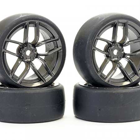 Fastrax 1:10 Drift D1 Tyre 3mm Off Set 10 Spoke Wheel Graphite (FAST1356G-D13)