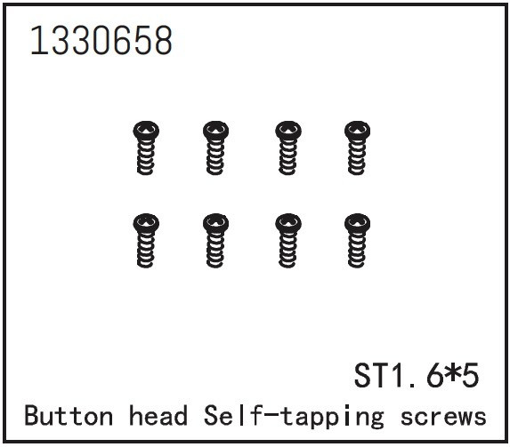 Absima Button Head Self-Tapping Screws St1.6*5 (8) ( AB 1330658)