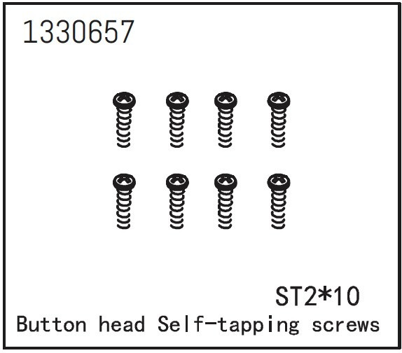 Absima Button Head Self-Tapping Screws St2*10 (8) ( AB 1330657)