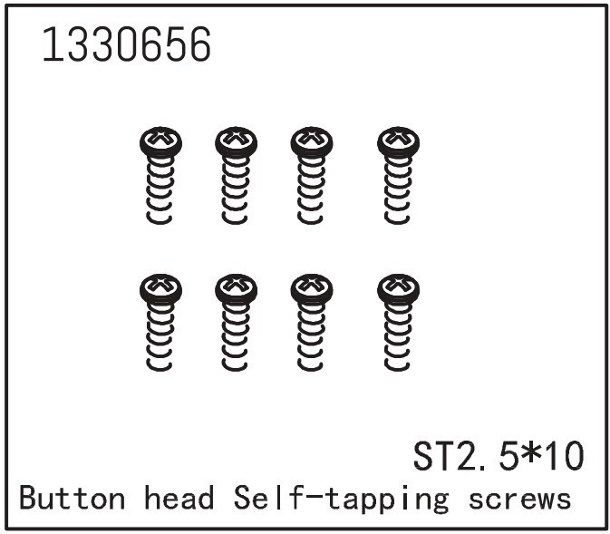 Absima Button Head Self-Tapping Screws St2.5*10 (8) ( AB 1330656)