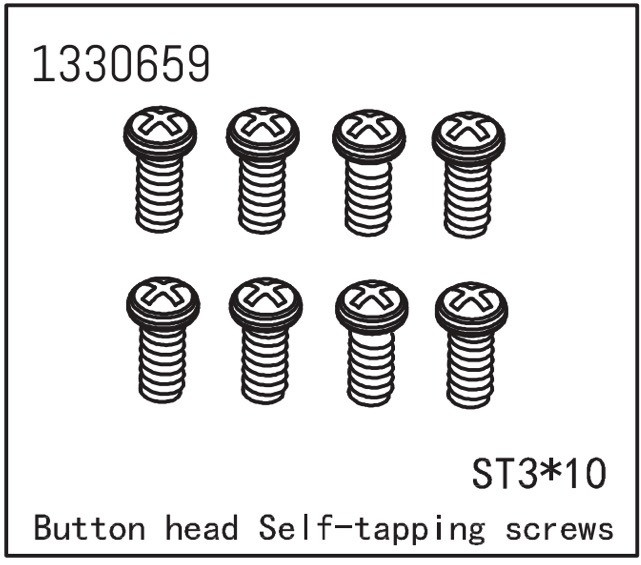Absima Button Head Self-Tapping Screws St3*10 (8) ( AB 1330659)