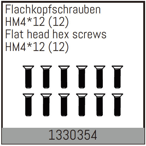 Absima Flat Head Hex Fine Pitch Screws Hm4*12/12 Pcs ( AB 1330354)