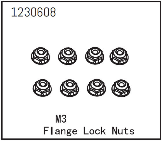 Absima Flange Lock Nut M3 (8) ( AB 1230608)
