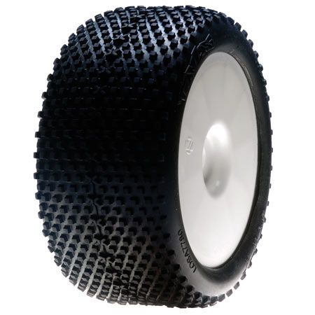 Losi 1/8 XTT TruggyTire,Bl,Mntd,w/ Wht Whl,0 0ffset (2) (G-LOSA17701B)