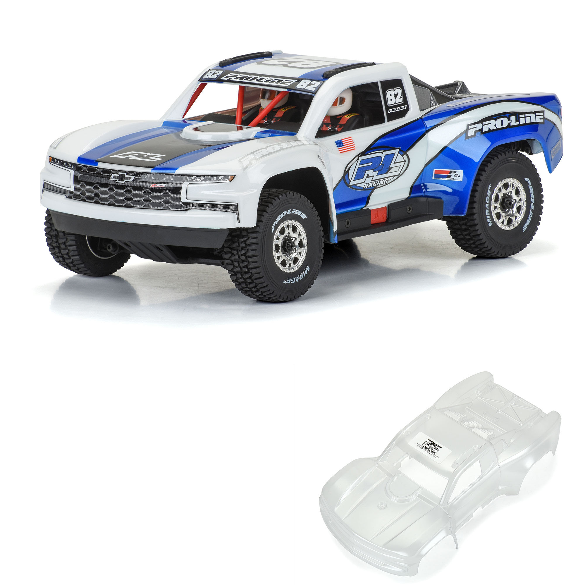 Pro Line 1/16 Pre-Cut 2019 Chevy Silverado Trophy Truck Clear Body: Mojave Grom (G-PRO367517)