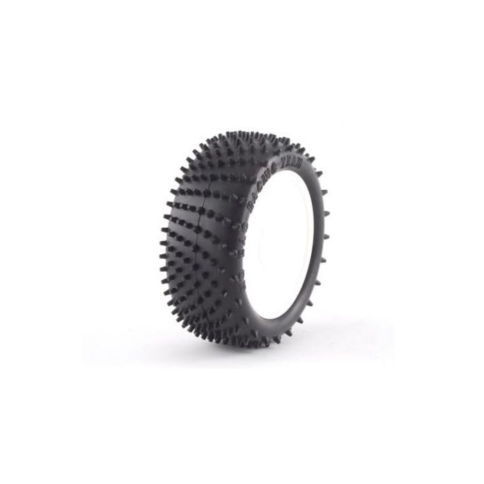 Hobao 1:8 Angle Spike Tyre, Pre Glued White Wheels 17mm Hex 4 Pcs (HFR03F-MW)