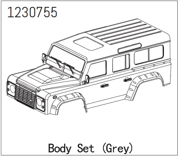 Absima Hard Plastic Body Set (Grey) - Landi ( AB 1230755)