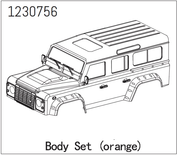 Absima Hard Plastic Body Set (Orange) - Landi ( AB 1230756)