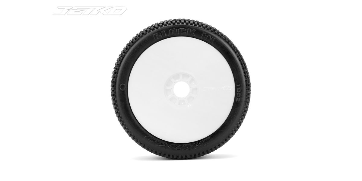 Jetko Block In Ultra Soft 1:8 Buggy Pre-glued White Revo Rims (2) (JK1002USRW)