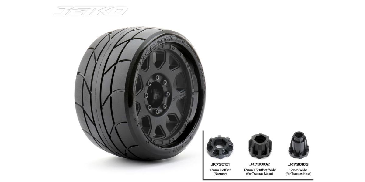 Jetko EX Super Sonic LP Belted 3.8" Black Wheel MAXX 17mm + 12MM Hex (2) (JK1604CB)