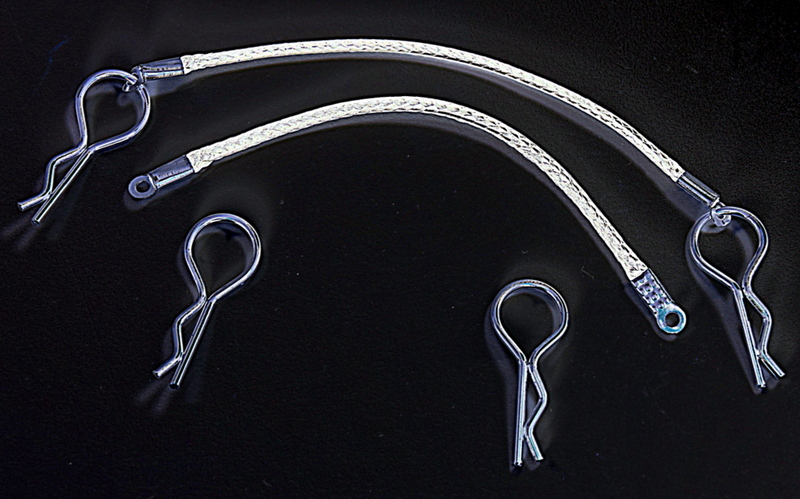 Absima 1:10 Body Clips With Rope, Sliver (80mm) ( AB 2440026)