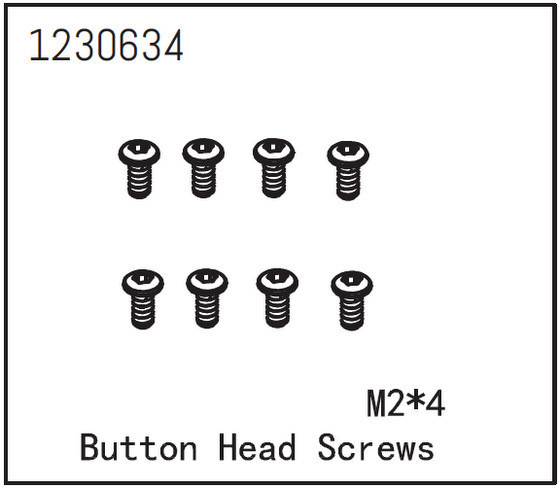 Absima Button Head Screw M2*4 (8) ( AB 1230634)