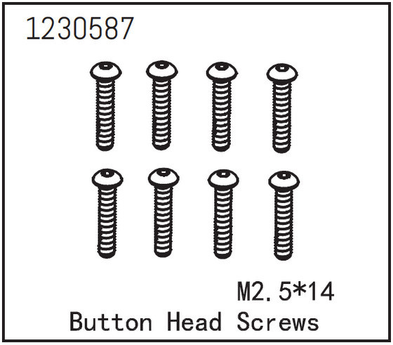 Absima Button Head Screw M2.5*14 (8) ( AB 1230587)