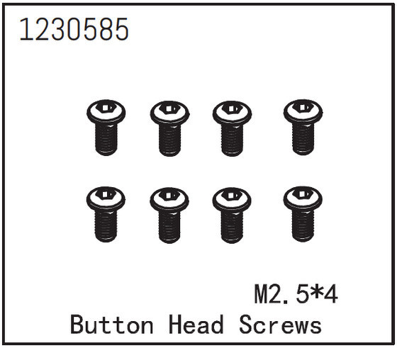 Absima Button Head Screw M2.5*6 (8) ( AB 1230585)