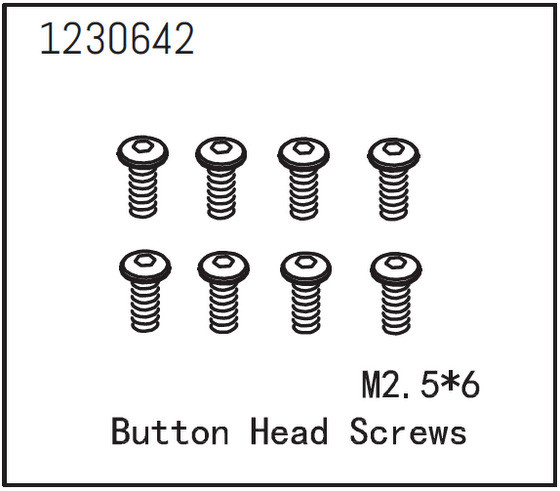 Absima Button Head Screws M2.5*6 (8) ( AB 1230642)